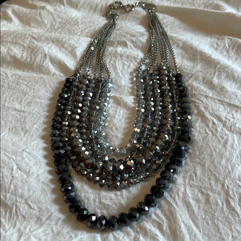 WHBM black and silver statement necklace. 2 in 1.